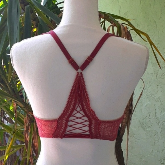 Mauve Red Nude Lace Push Up Bra - Picture 1 of 6